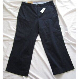 New W/ Defect Women LL Bean Chino Wide Leg Crop Classic Navy Pants Sz 12R(WP205)